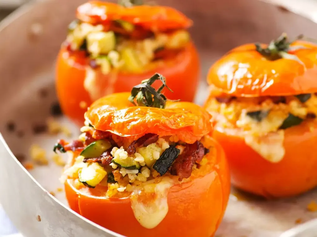 Fyllda grillade tomater med feta