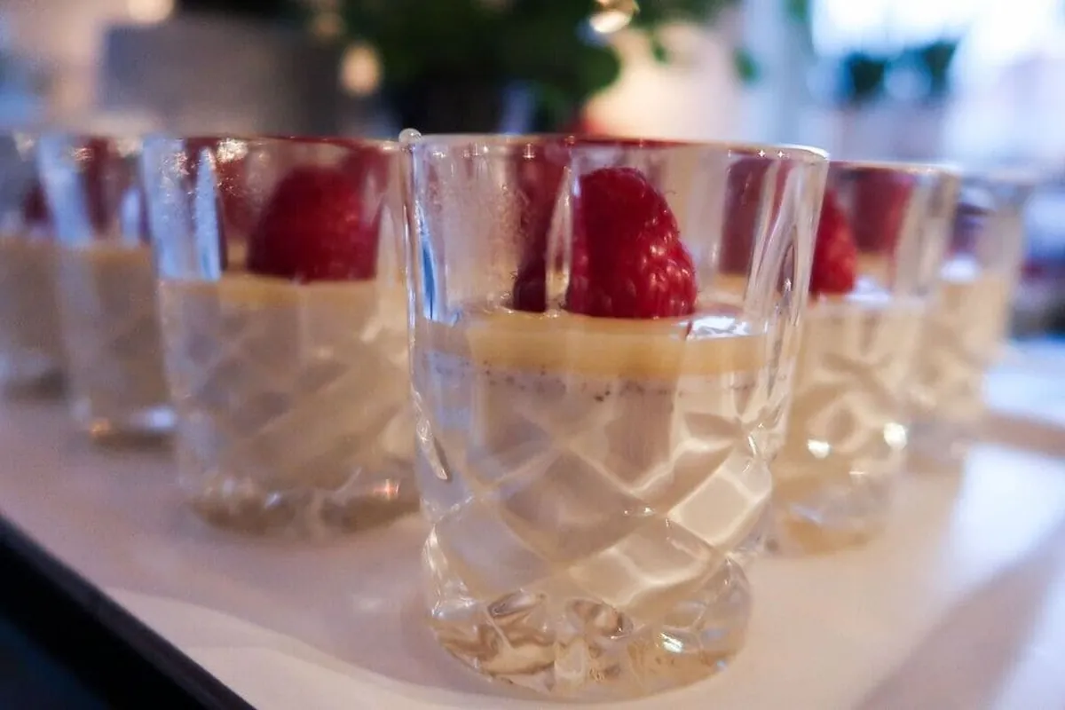 Minipannacotta med hallon